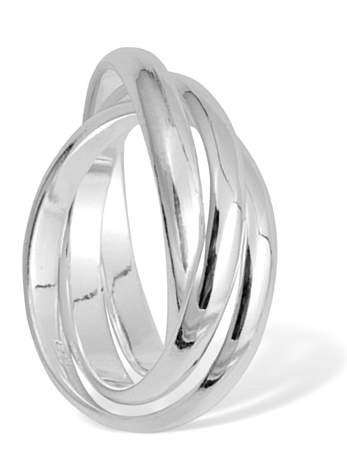 3MM Triple Roll Russian Wedding Band Ring for Women/Men/Unisex - 925 Sterling Silver - High Polish Plain Interlocked 3 Band Rolling Ring - Engravable - Available in Sizes H-Z