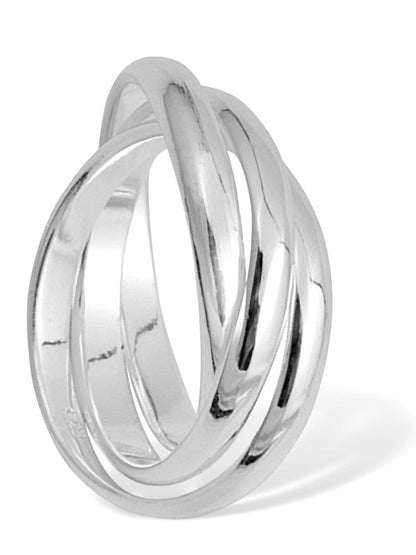 3MM Triple Roll Russian Wedding Band Ring for Women/Men/Unisex - 925 Sterling Silver - High Polish Plain Interlocked 3 Band Rolling Ring - Engravable - Available in Sizes H-Z