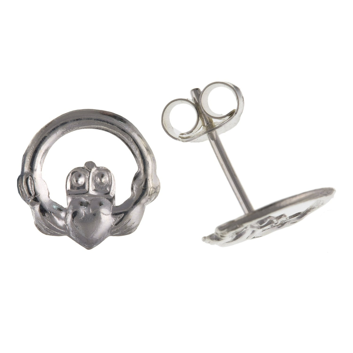 10MM Classic Irish Celtic Claddagh Stud Earrings/Ear Studs for Women/Teenage/Girls - 925 Sterling Silver - Irish Jewellery