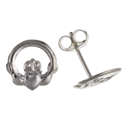 10MM Classic Irish Celtic Claddagh Stud Earrings/Ear Studs for Women/Teenage/Girls - 925 Sterling Silver - Irish Jewellery