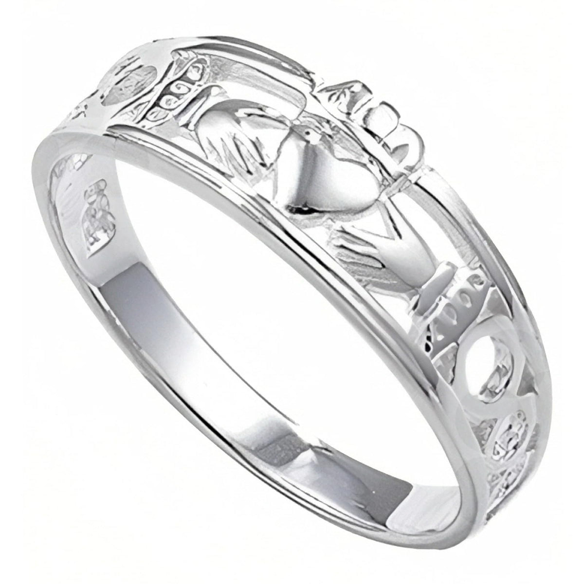 Classic Irish Celtic Claddagh Band Ring - 925 Sterling Silver - Claddagh Jewellery - Sizes J-R Available