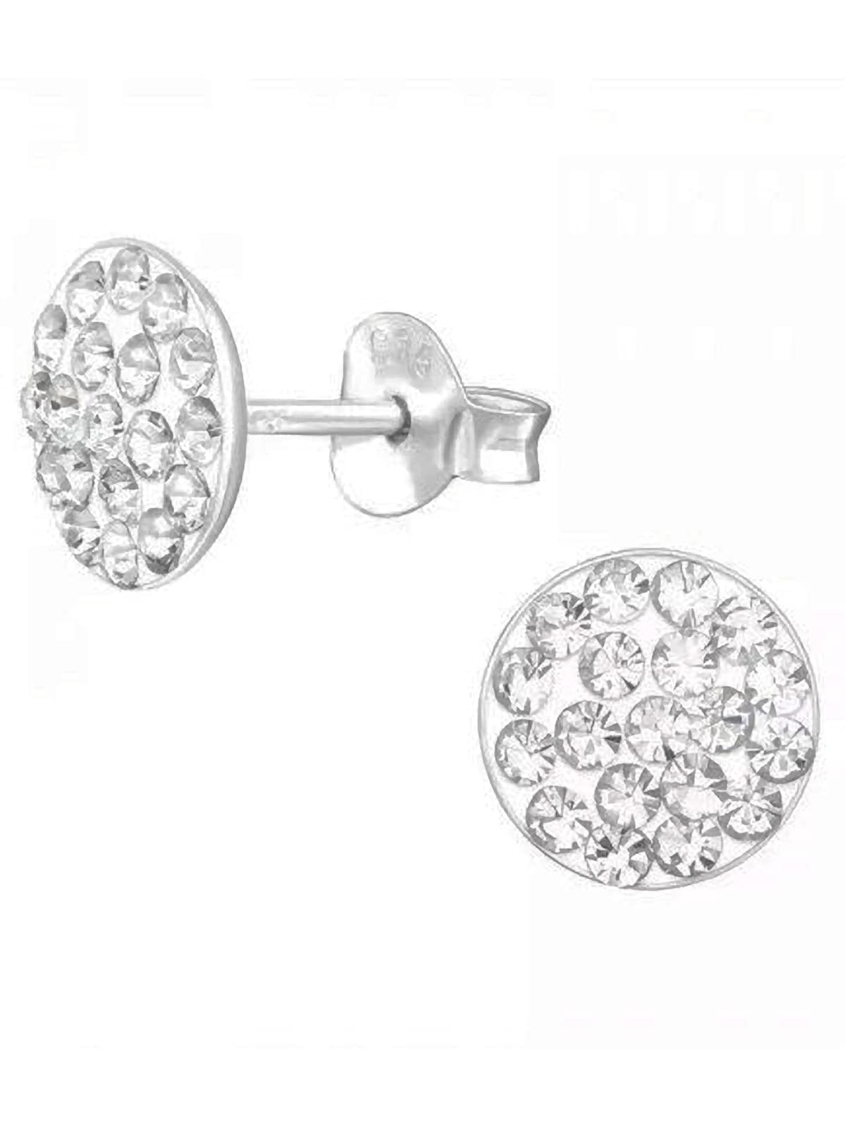 5mm WHITE Austrian Crystal Half Disco Ball Sterling Silver Stud Earrings/Ear Studs Women Teenagers Girls - Bling 925 Sterling Silver Earrings