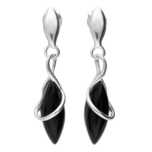 Marquise/Teardrop Cut Gemstone Sterling Silver Dangly/Dangle Drop Earrings for Women Ladie ##black