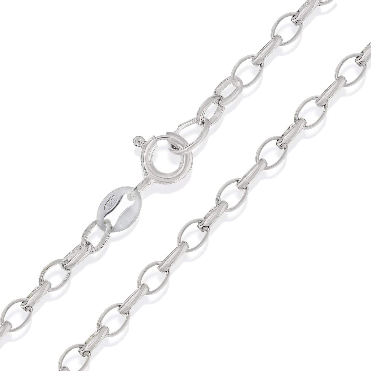 925 Sterling Silver 3MM Thick Oval Link Belcher/Rolo Chain Necklace for MEN Unisex - 18" 20" 22" 24" 26" Inch - Silver Chain Necklace
