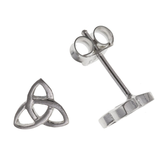 7MM Irish Celtic Trinity Knot Triquetra Stud Earrings/Ear Studs for Women/Teenage/Girls - 925 Sterling Silver - Irish Jewellery
