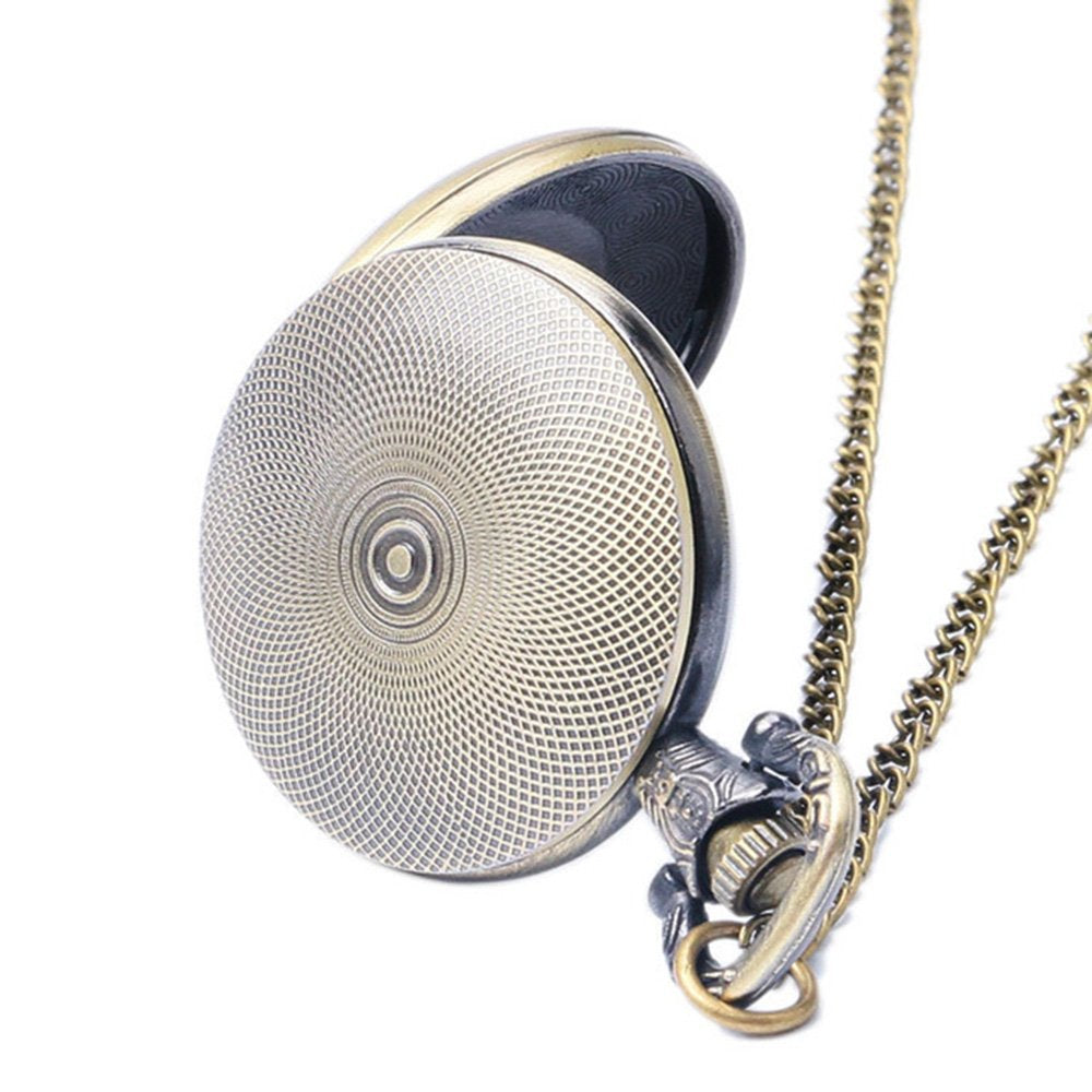 Freemasons Masonic Blue Coat of Arms Antique Bronze Effect Retro/Vintage Case Men's Quartz Pocket Watch Necklace - On 32" Inch / 80cm Chain