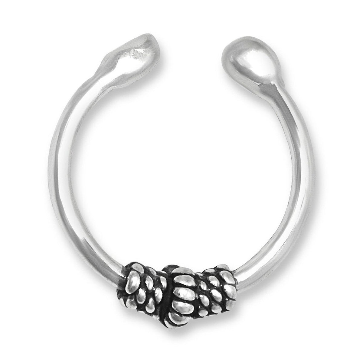 Wrapped Wire Charmed Band Bali Middle Inner Ear or Outer Ear Cuff Clip-On Earring - 925 Sterling Silver