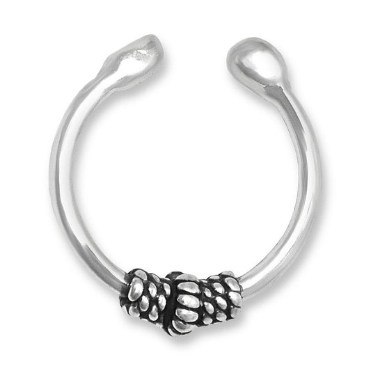 Wrapped Wire Charmed Band Bali Middle Inner Ear or Outer Ear Cuff Clip-On Earring - 925 Sterling Silver