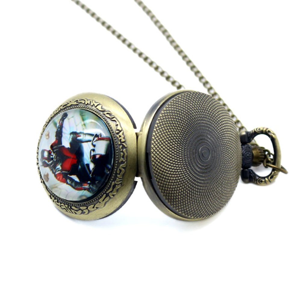 Antman Antique Bronze Effect Retro/Vintage Case Men's Quartz Pocket Watch Necklace - On 32" Inch/80cm Chain