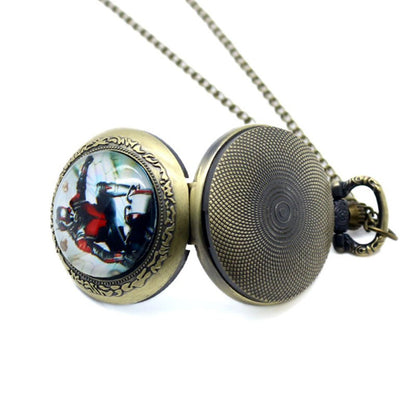 Antman Antique Bronze Effect Retro/Vintage Case Men's Quartz Pocket Watch Necklace - On 32" Inch/80cm Chain
