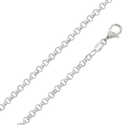 925 Sterling Silver 3.3 mm Wide Round Link Belcher/Rolo Chain Bracelet for Women Ladies Girls - Ideal Charm Bracelet for Clip-On Charms - 7.5 Inch/8 Inch