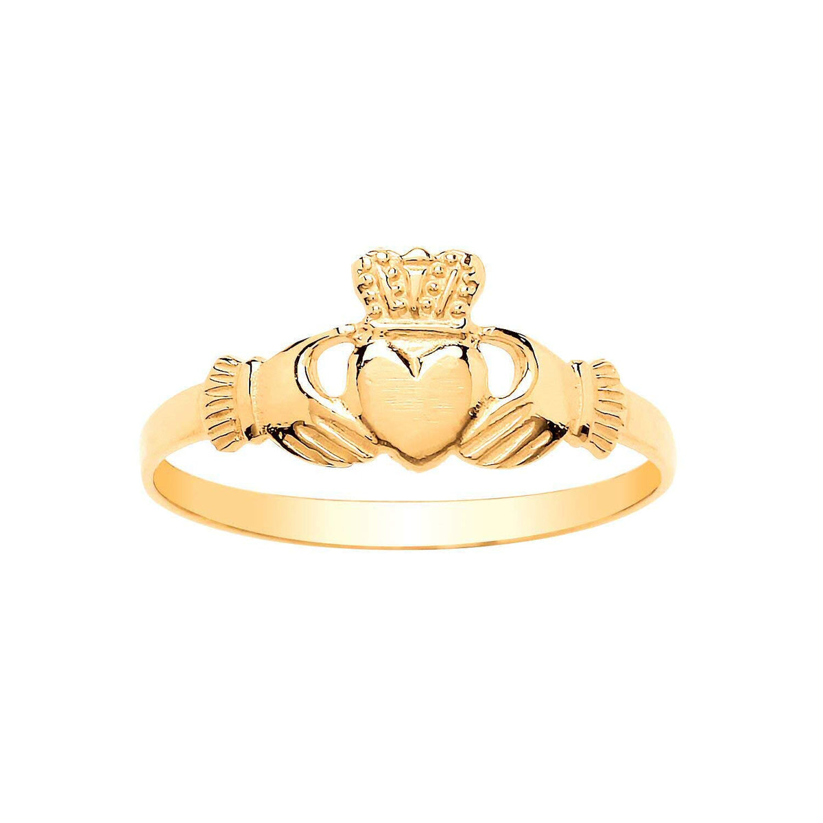 9ct Yellow Gold Irish Celtic Claddagh Ring for Children, Maids, Women - 9ct Yellow Gold - 