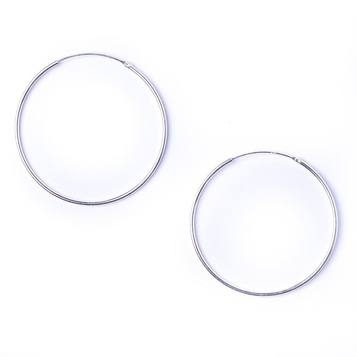 40MM Sterling Silver Plain Simple Polished Top Hinged Endless Hoop Earrings for Women/Teenage/Girls - 925 Sterling Silver - Hinge Top