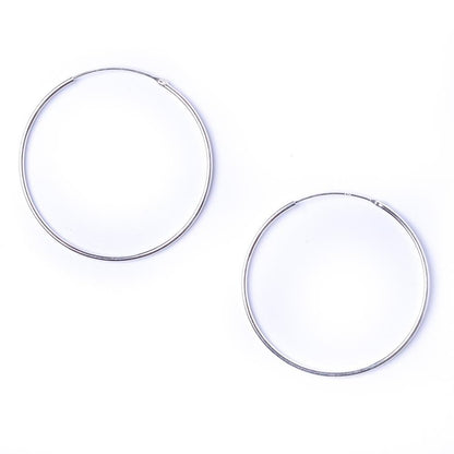40MM Sterling Silver Plain Simple Polished Top Hinged Endless Hoop Earrings for Women/Teenage/Girls - 925 Sterling Silver - Hinge Top