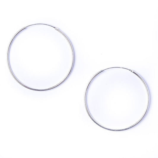 40MM Sterling Silver Plain Simple Polished Top Hinged Endless Hoop Earrings for Women/Teenage/Girls - 925 Sterling Silver - Hinge Top