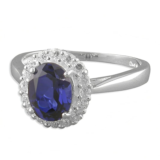 Sapphire & Diamond CZ Sterling Silver Engagement Ring - MEDIUM Replica Kate Middleton/Prin ##l,m,n,o,q,r,s