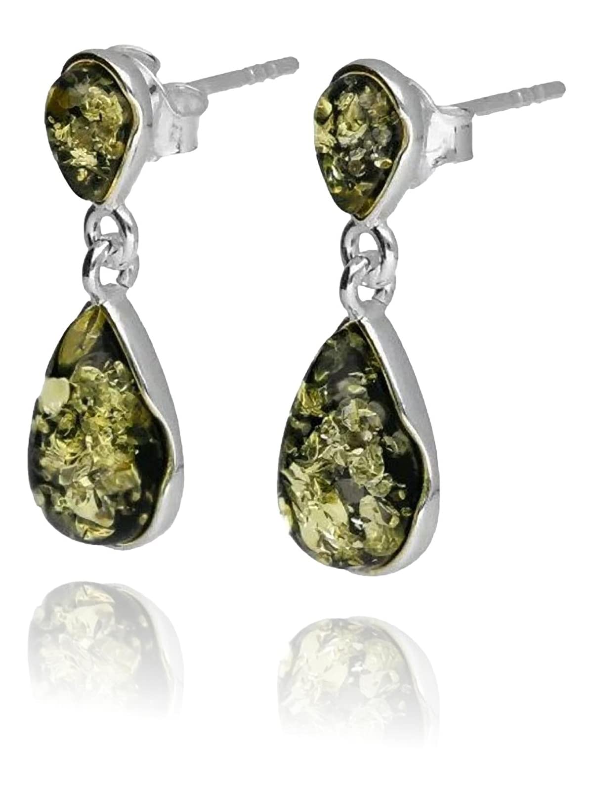 Petite Pear/Teardrop Cut Baltic Amber 925 Sterling Silver Earrings for Women/Ladies/Girls 