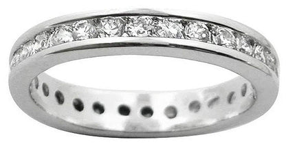 3.5MM Womens Full Eternity Channel Set Diamond Cubic Zirconia (CZ) Sterling Silver Band Ring for Women - 925 Sterling Silver - Anniversary Engagement Wedding Ring - Available in Sizes: J-T