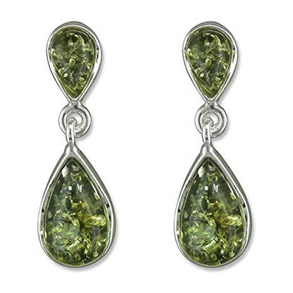 Petite Pear/Teardrop Cut Baltic Amber 925 Sterling Silver Earrings for Women/Ladies/Girls 