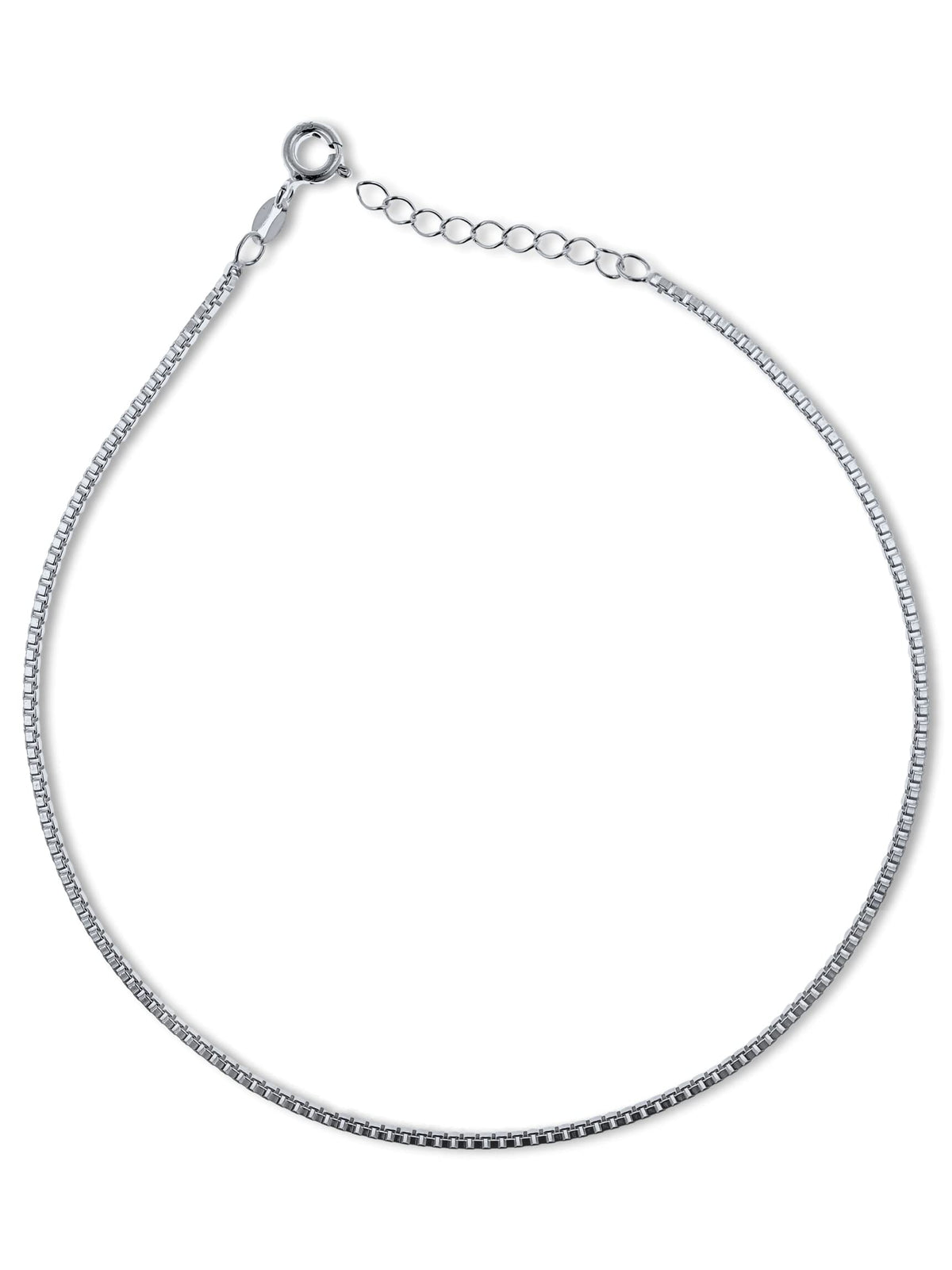 Venetian Box/Twisted Box/Square Link Sterling Silver Anklet/Ankle Bracelet/Ankle Chain - 9 