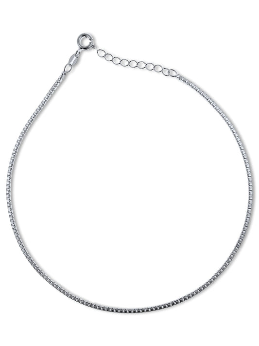 Venetian Box/Twisted Box/Square Link Sterling Silver Anklet/Ankle Bracelet/Ankle Chain - 9 ##box,extra-large-length-box