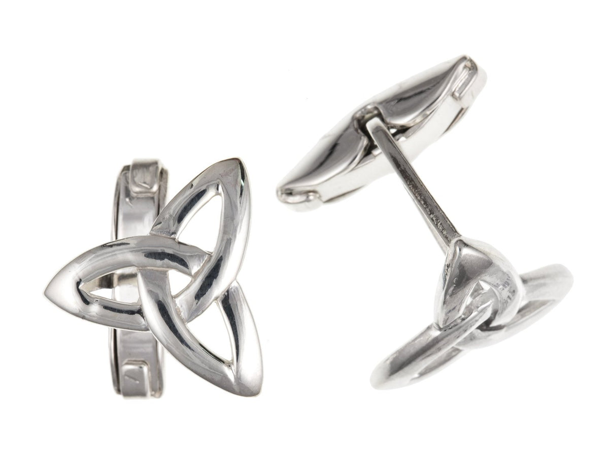 Irish Celtic Trinity Knot Style Cufflinks - 925 Sterling Silver