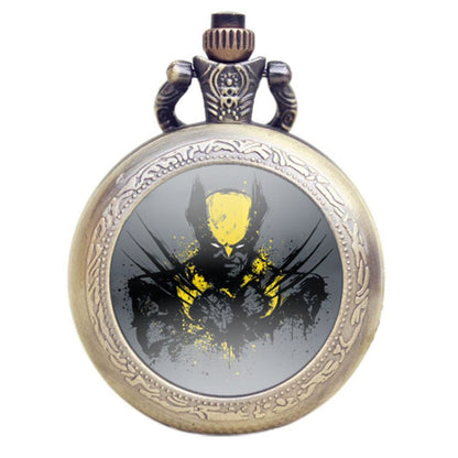 Xmen Wolverine Antique Bronze Effect Retro/Vintage Case Men's Quartz Pocket Watch Necklace - On 32" Inch / 80cm Chain