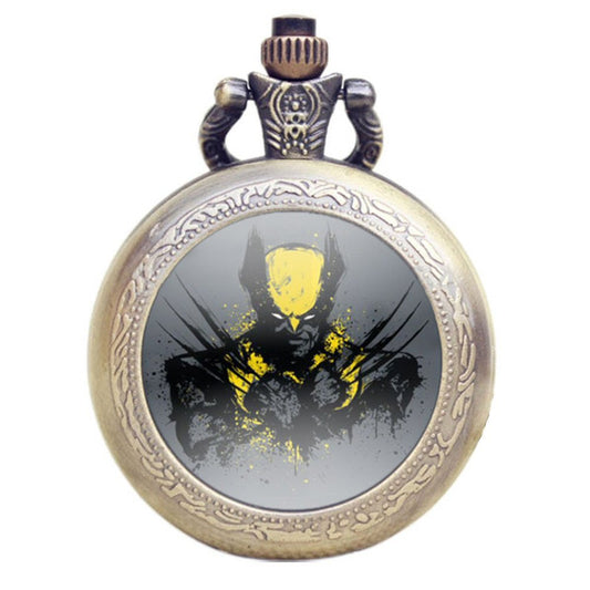 Xmen Wolverine Antique Bronze Effect Retro/Vintage Case Men's Quartz Pocket Watch Necklace - On 32" Inch / 80cm Chain