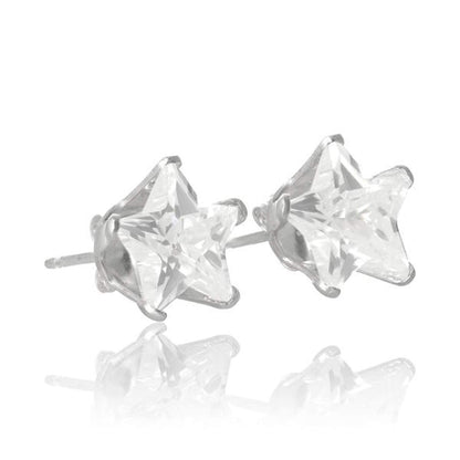 4MM Star Cut CZ Birthstone Stud Earrings/Ear Studs for Women - 925 Sterling Silver