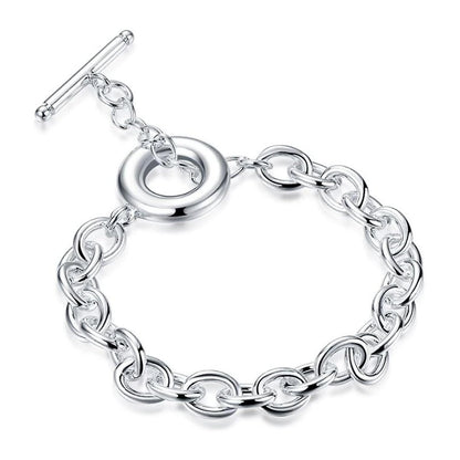 Toggle / T-Bar Link Bracelet - 8" inch - 925 Sterling Silver Plated