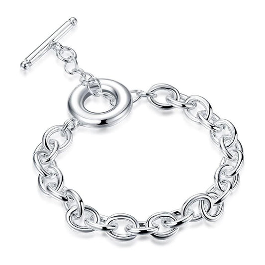 Toggle / T-Bar Link Bracelet - 8" inch - 925 Sterling Silver Plated