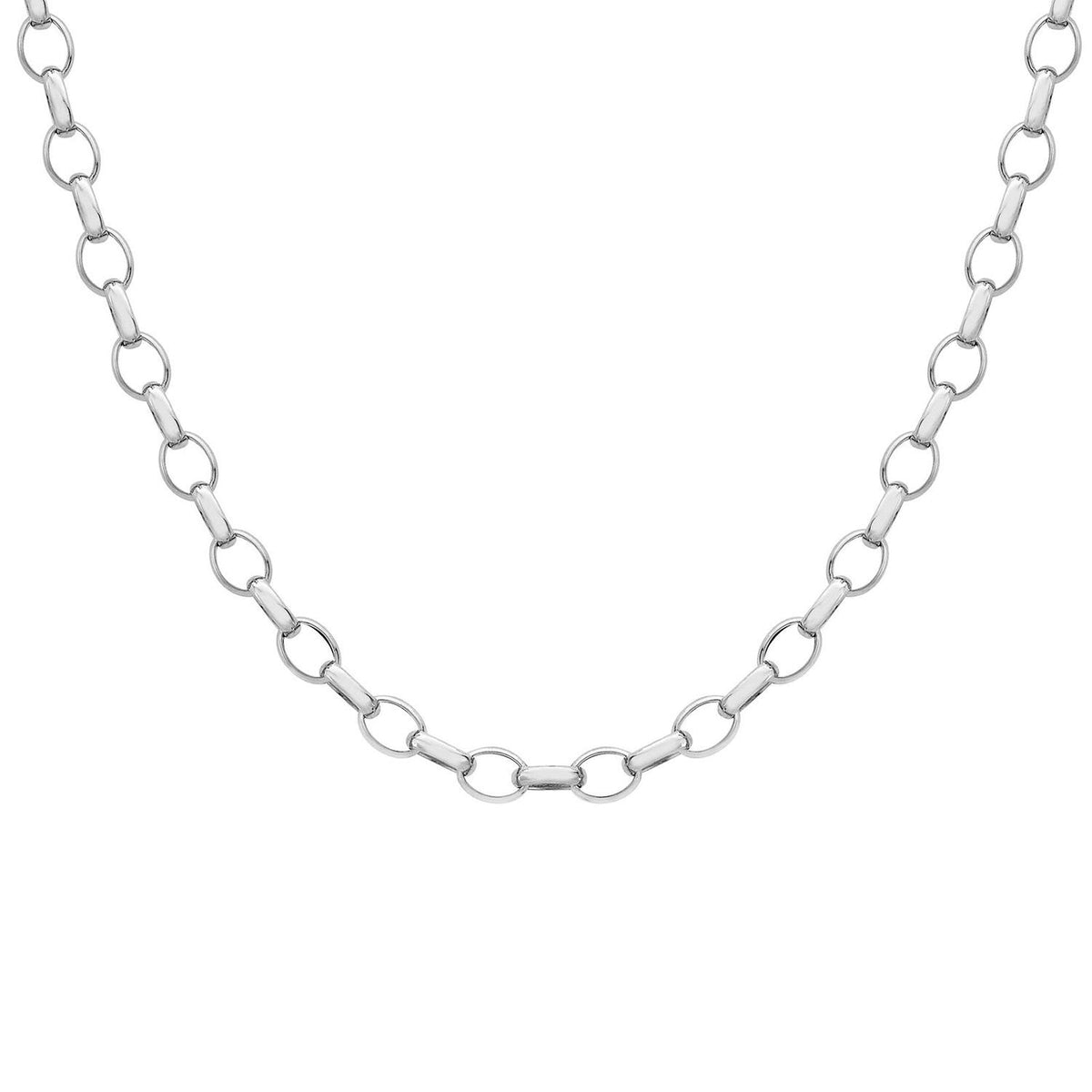 925 Sterling Silver 3MM Thick Oval Link Belcher/Rolo Chain Necklace for MEN Unisex - 18" 20" 22" 24" 26" Inch - Silver Chain Necklace