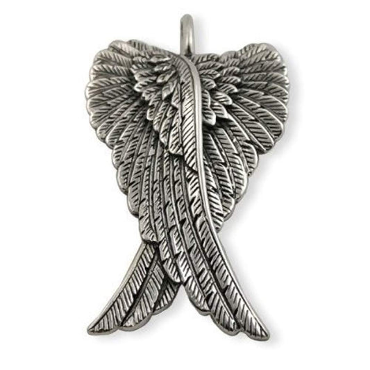 Extra Large ANGEL WING Sterling Silver Necklace - Ideal Mens Womens Pendant Necklace - 925 Sterling Silver - Comes On Thick 22" Inch Sterling Silver Chain
