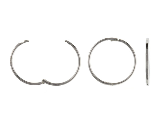 13MM Faceted Round Half Hinged Hoop Sleeper Earrings for Women/Teenage/Girls - 925 Sterling Silver - Plain & Simple Faceted Hinged