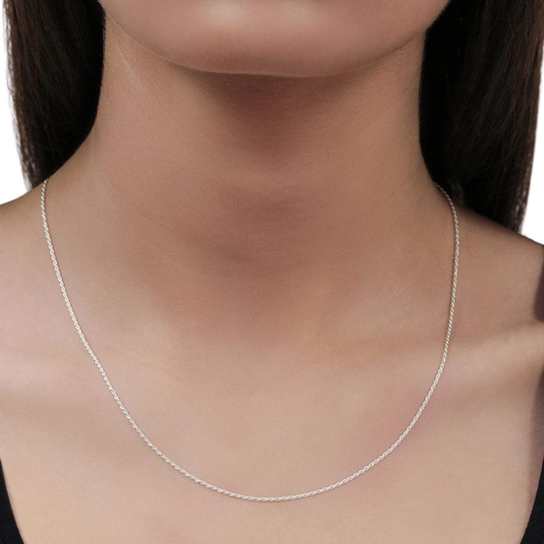 925 Sterling Silver 1.5MM/2MM/2.4MM/3.5MM Wide Rope Chain Necklace for Women Men Unisex - 