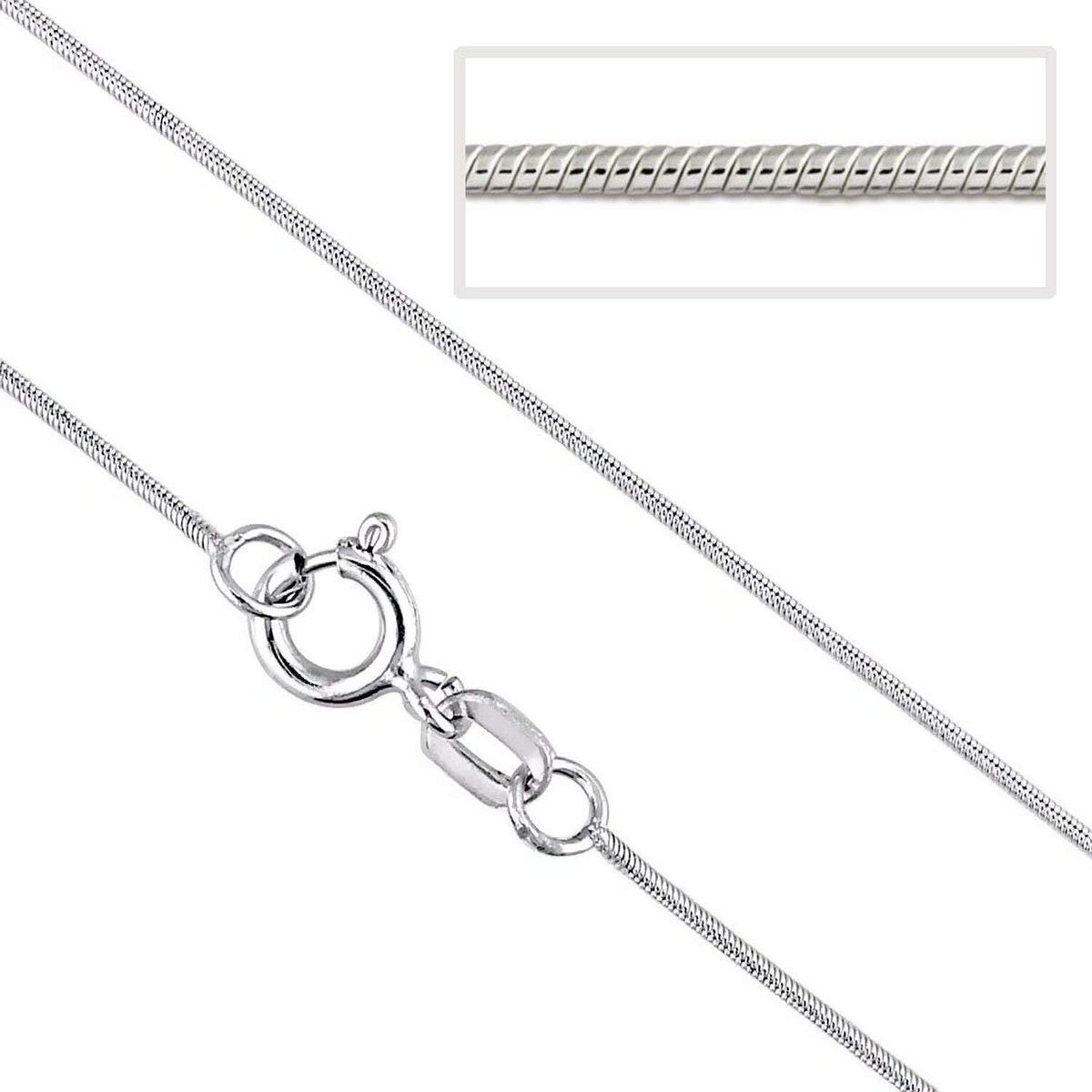 925 Sterling Silver 0.8/1.0/1.1/1.25/1.4 MM Round/Square/Diamond Cut SNAKE Chain Necklace 