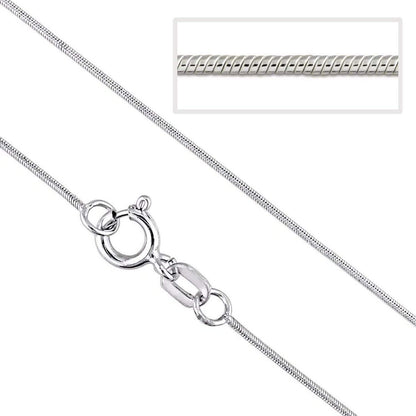 925 Sterling Silver 0.8/1.0/1.1/1.25/1.4 MM Round/Square/Diamond Cut SNAKE Chain Necklace 