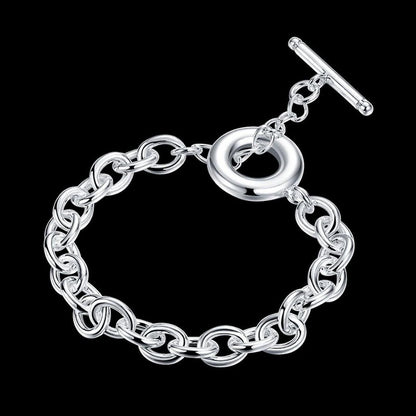 Toggle / T-Bar Link Bracelet - 8" inch - 925 Sterling Silver Plated