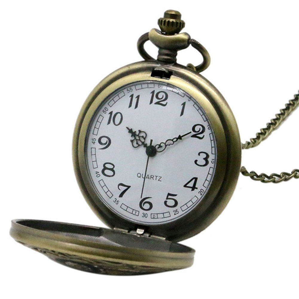 DR WHO Brown Gallifrey Timelord Seal Bronze Effect Retro/Vintage Case Full Hunter Mens/Boys Quartz Pocket Watch Necklace - On 32" Inch / 80cm Chain