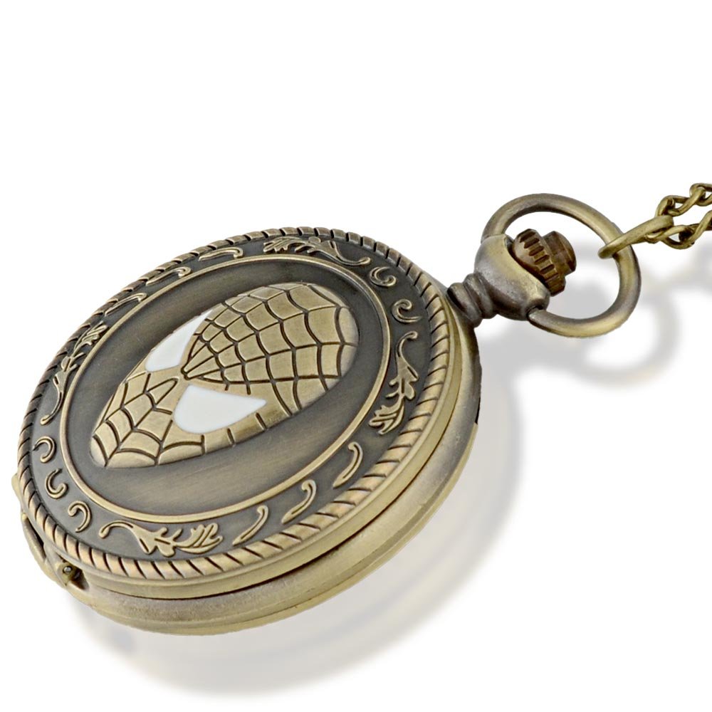Spiderman Antique Bronze Effect Retro/Vintage Case Men's Quartz Pocket Watch Necklace - On 32" Inch / 80cm Chain