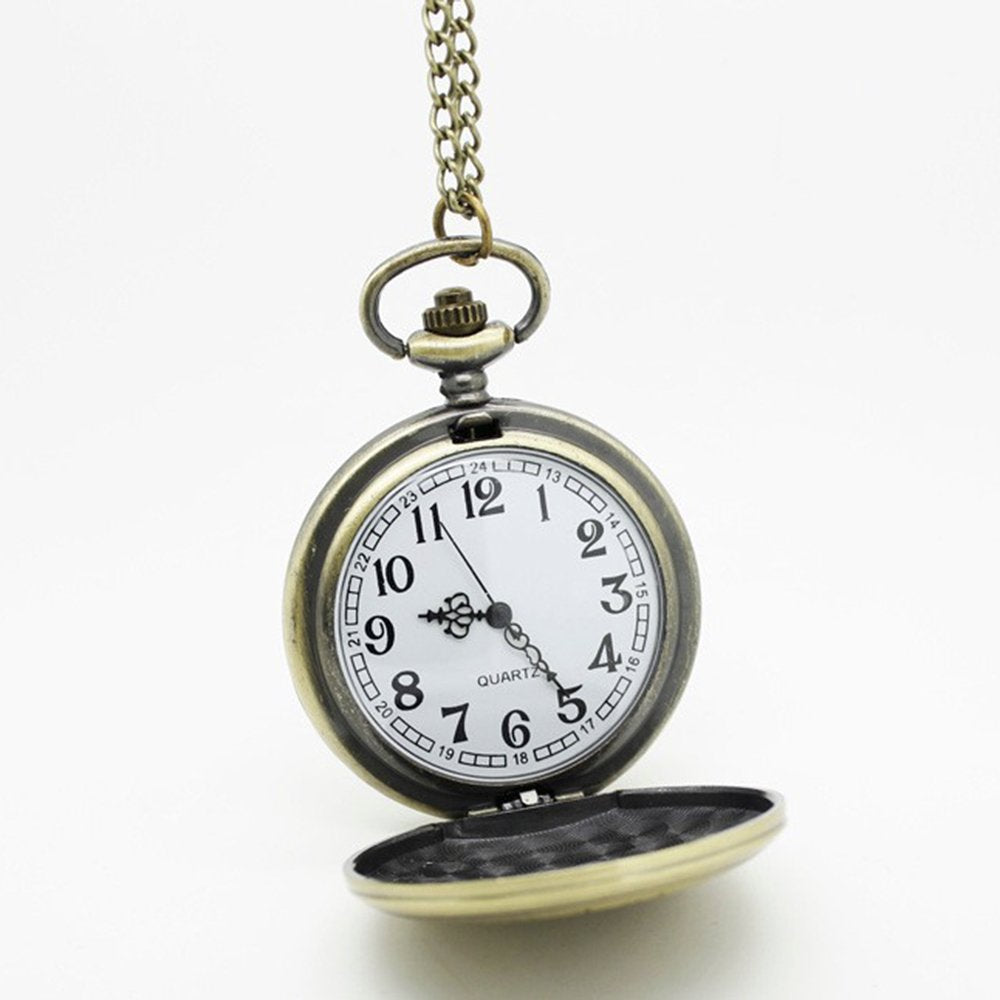 Freemasons Masonic Bronze Effect Retro/Vintage Case Men's Quartz Pocket Watch Necklace - On 32" Inch / 80cm Chain