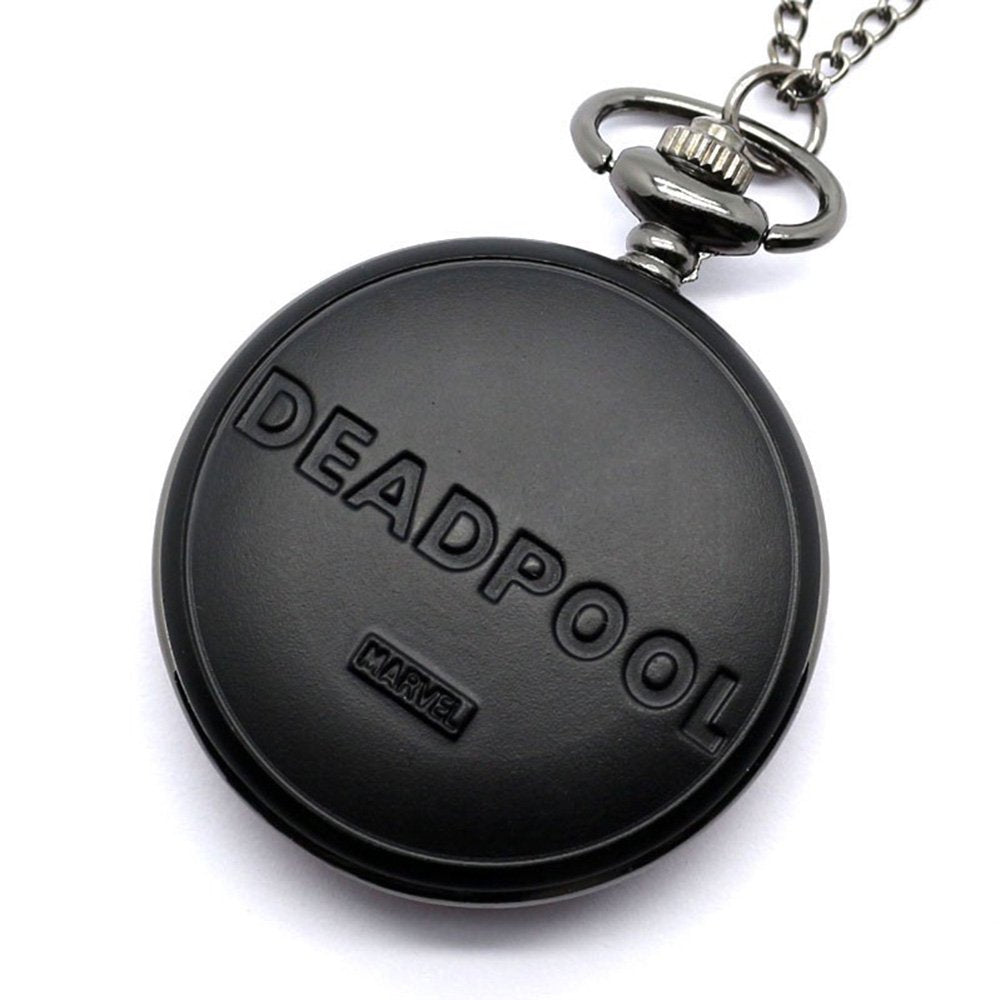 Deadpool Red & Black Finished Case Men's Quartz Pocket Watch Necklace - On 32" Inch / 80cm Chain