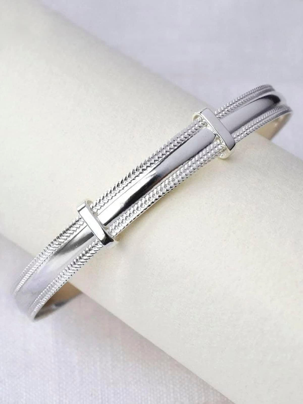 Plain Polished Expanding / Expandable / Adjustable Bangle Bracelet for Baby/Child/Children 