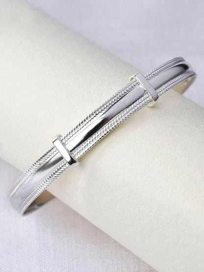 Plain Polished Expanding / Expandable / Adjustable Bangle Bracelet for Baby/Child/Children 