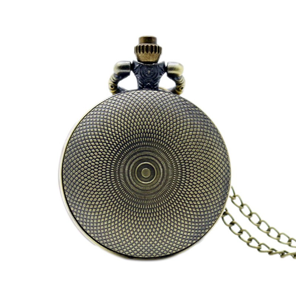Antman Antique Bronze Effect Retro/Vintage Case Men's Quartz Pocket Watch Necklace - On 32" Inch/80cm Chain