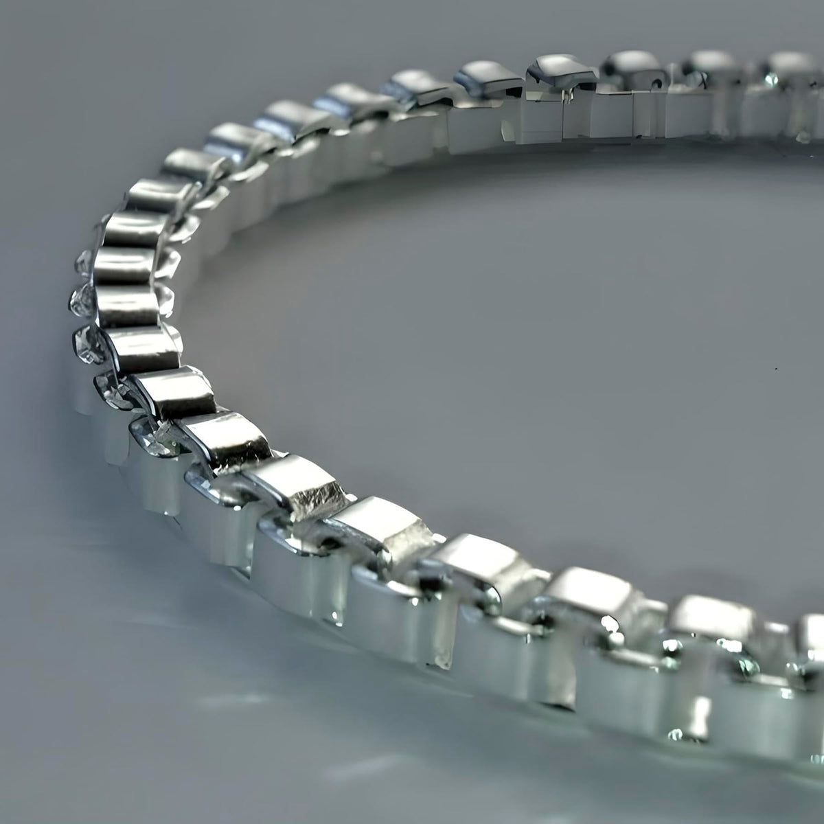 7.5" Inch Box/Square Link Venetian Bracelet - 925 Sterling Silver Plated - 19cm