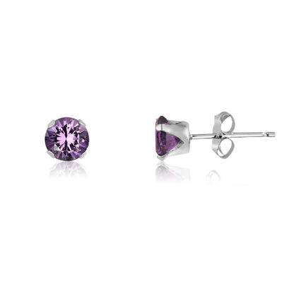2MM Classic Brilliant Round Cut Cubic Zirconia (CZ) Sterling Silver Solitaire Stud Earring 