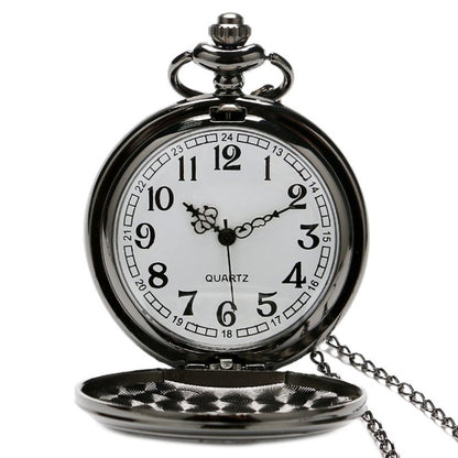 DR WHO Black Effect Retro/Vintage Case Full Hunter Mens/Boys Quartz Pocket Watch Necklace - On 32" Inch/80cm Chain