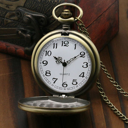 DR WHO Brown Gallifrey Timelord Seal Bronze Effect Retro/Vintage Case Full Hunter Mens/Boys Quartz Pocket Watch Necklace - On 32" Inch / 80cm Chain