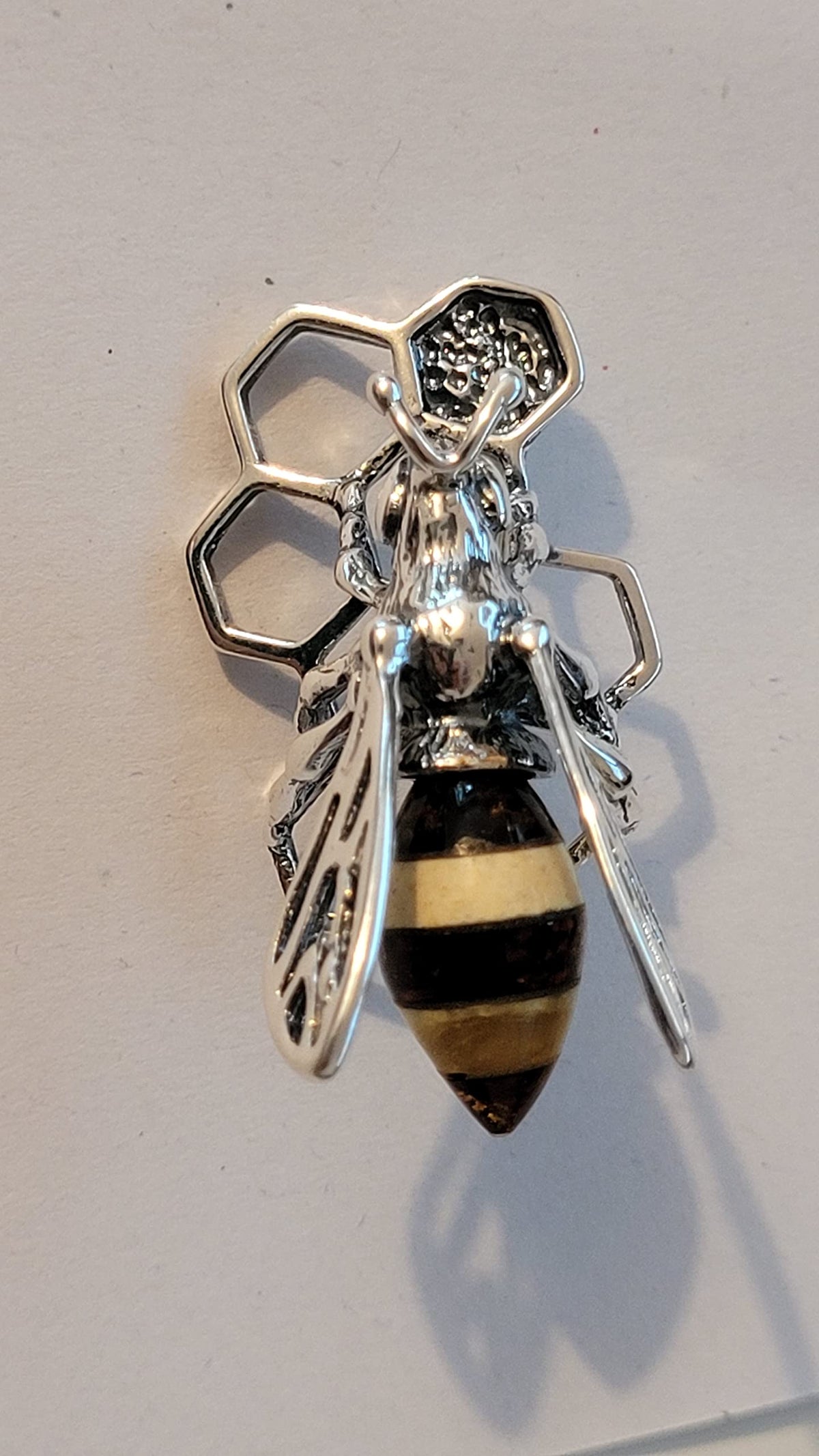 Insect/Nature Themed Amber Sterling Silver Brooch Pin/Clip in Vintage Style for Women Teen 
